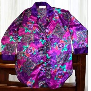 Victoria's‎ Secret Purple and Green Paisley Satin Top